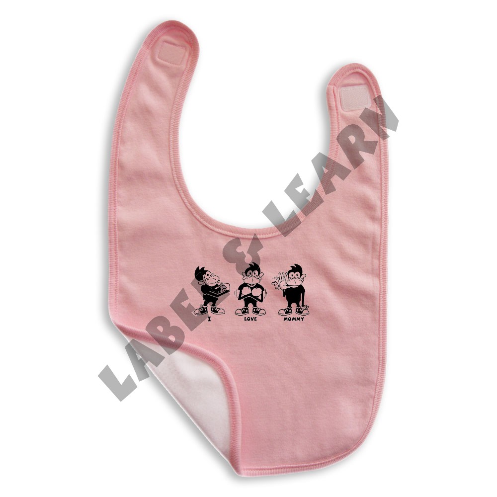 Pink ASL "I Love Mommy" Baby Bib